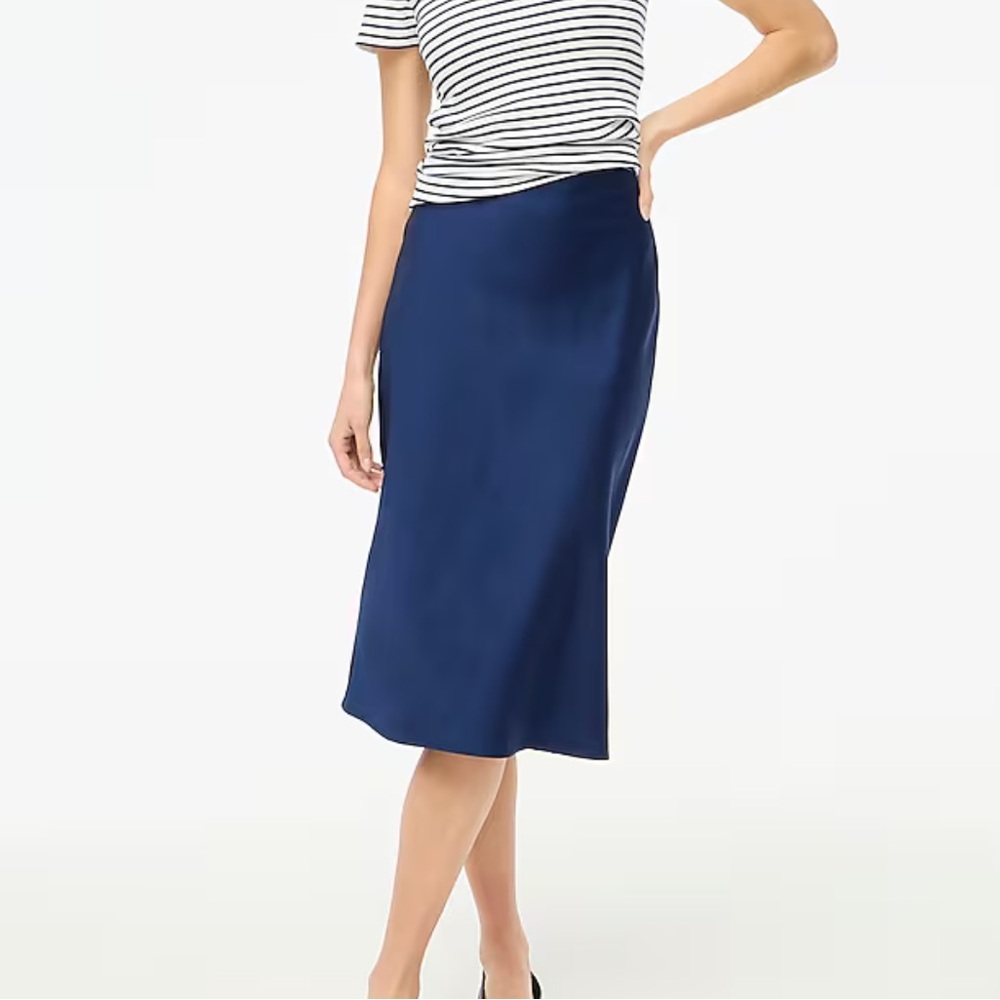 J. Crew Factory Navy Blue A-Line Midi Skirt